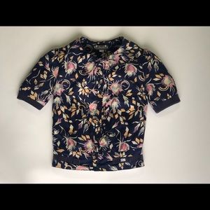 Diesel floral button down top w/ Peter Pan collar